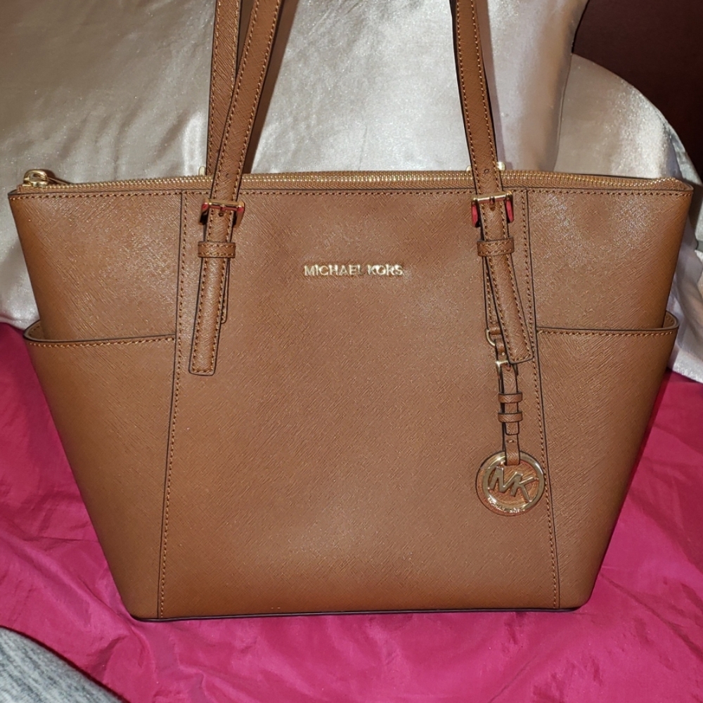 Michael Kors jet set luggage tote leather